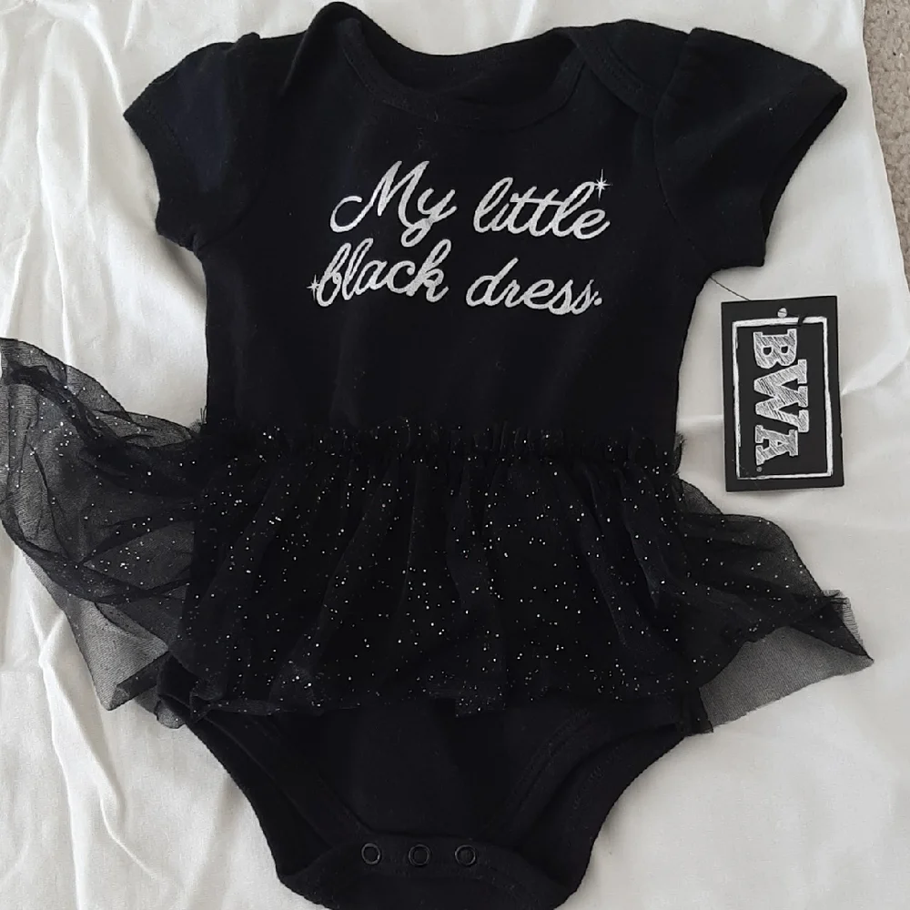Little Black Dress Baby Onesie with Tulle Skirt 12M.  NWT